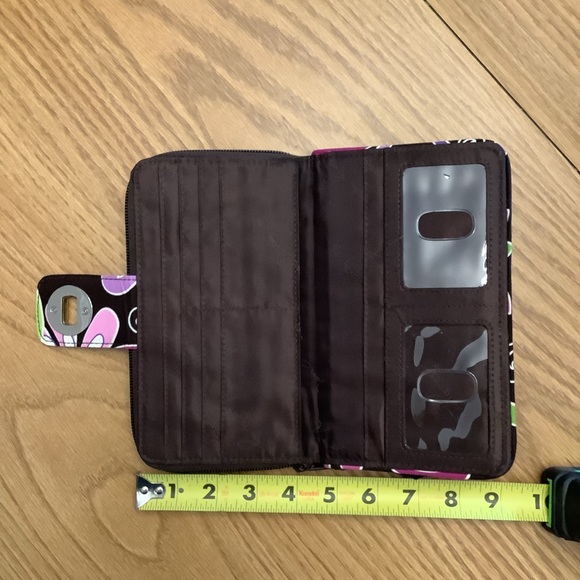 Vera Bradley Deep Purple w/ Lime green accents Wallet - Picture 2 of 4